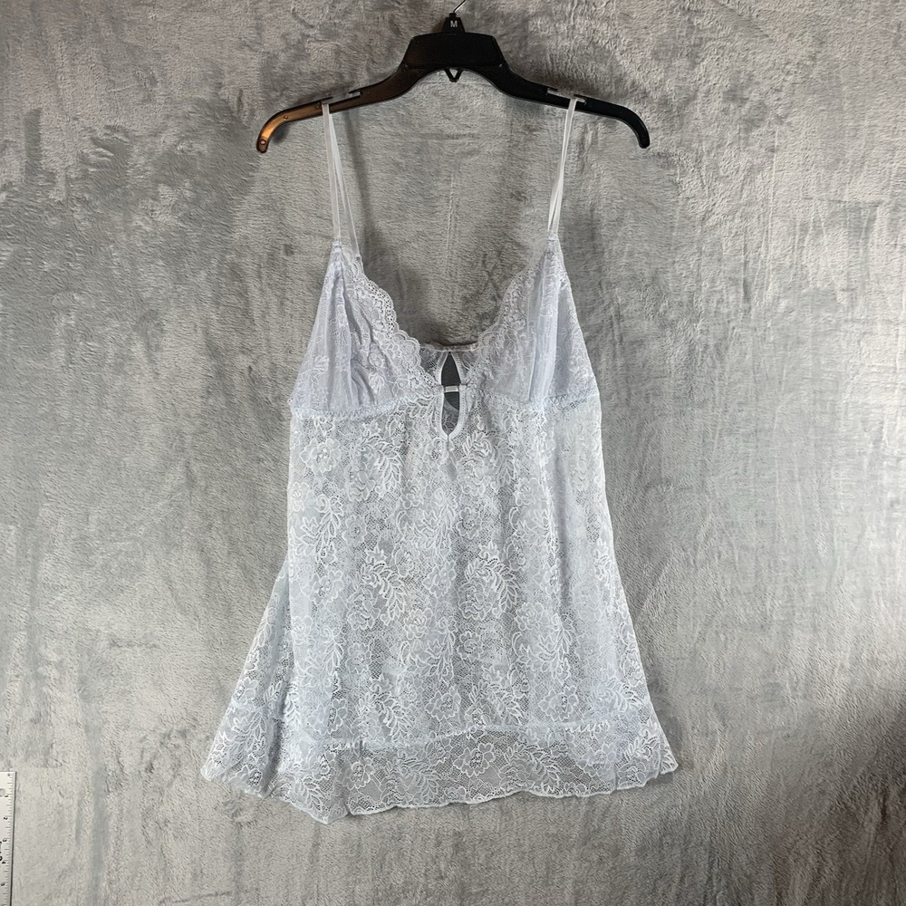 Linea Donatella Women's Lingerie XL Lace Blue Babydoll Top Thong Underwear Sheer